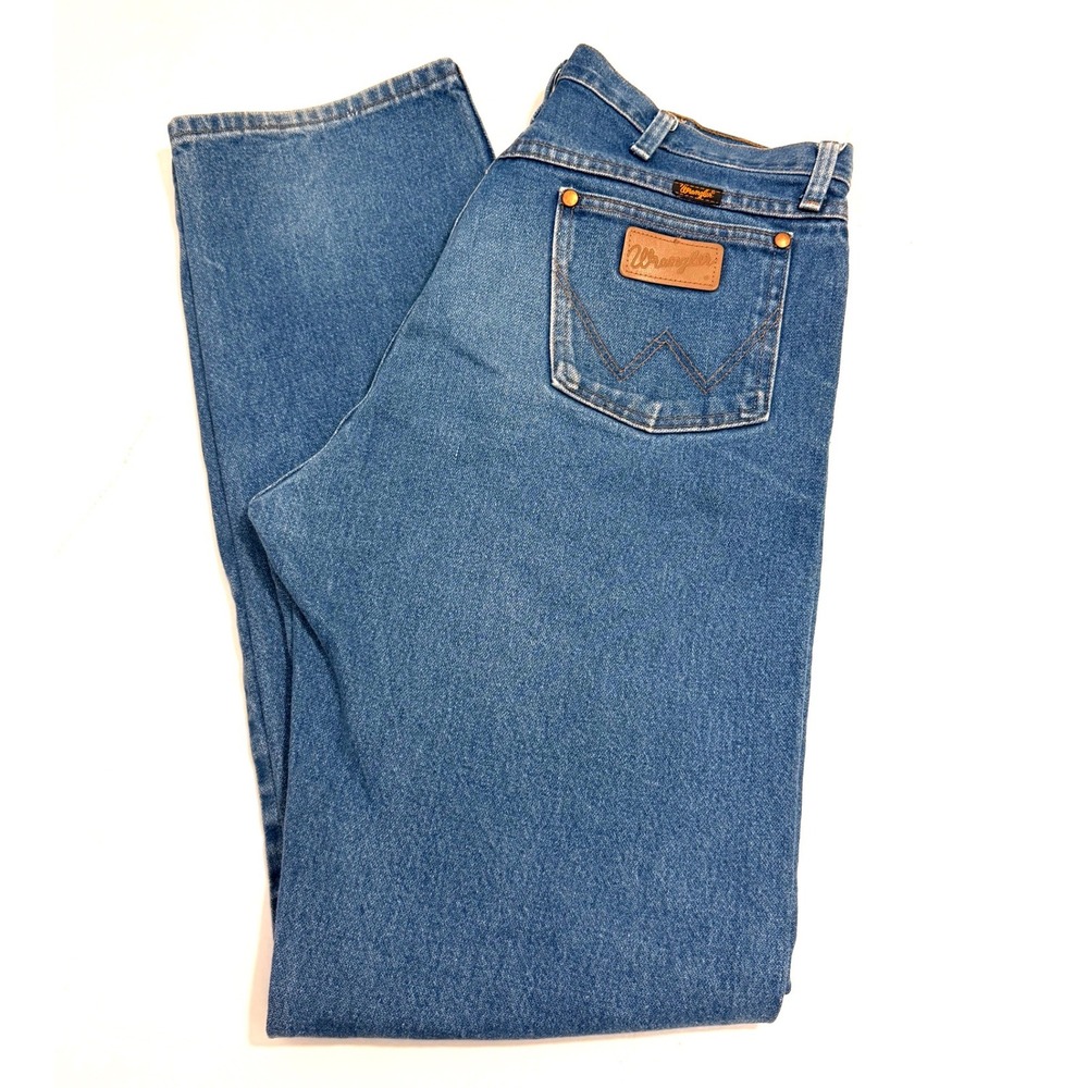 Wrangler Cowboy Cut Original Fit Jeans Mens 35x36 Medium Wash Blue Denim